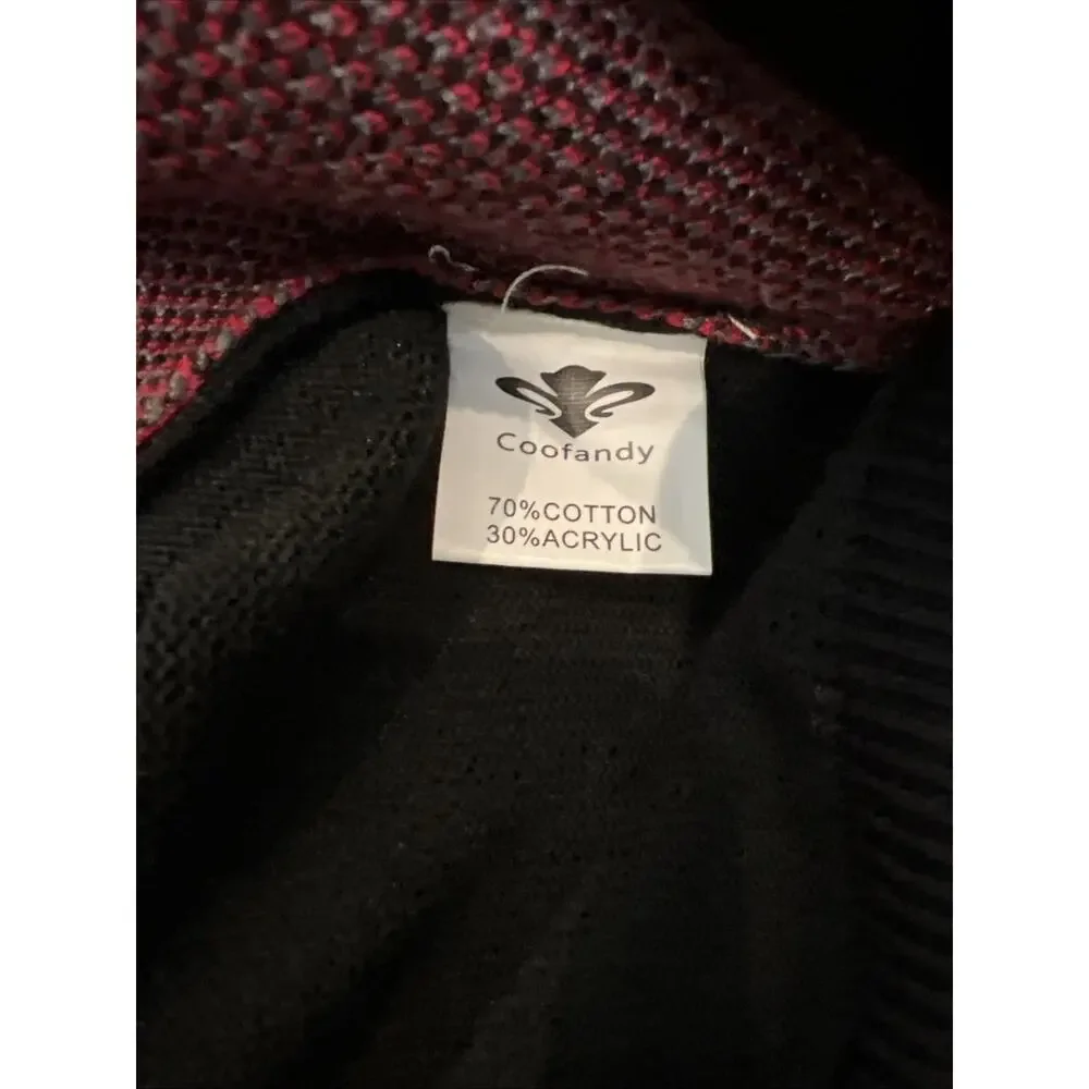 Coofandy Mens‎ MED Red Black Vest Sleeveless Argyle Pattern Deck Of Cards V-neck